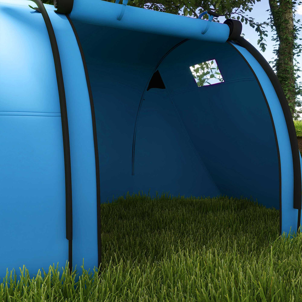 Campingtält för 4 personer, vattentätt, design med 2 rum