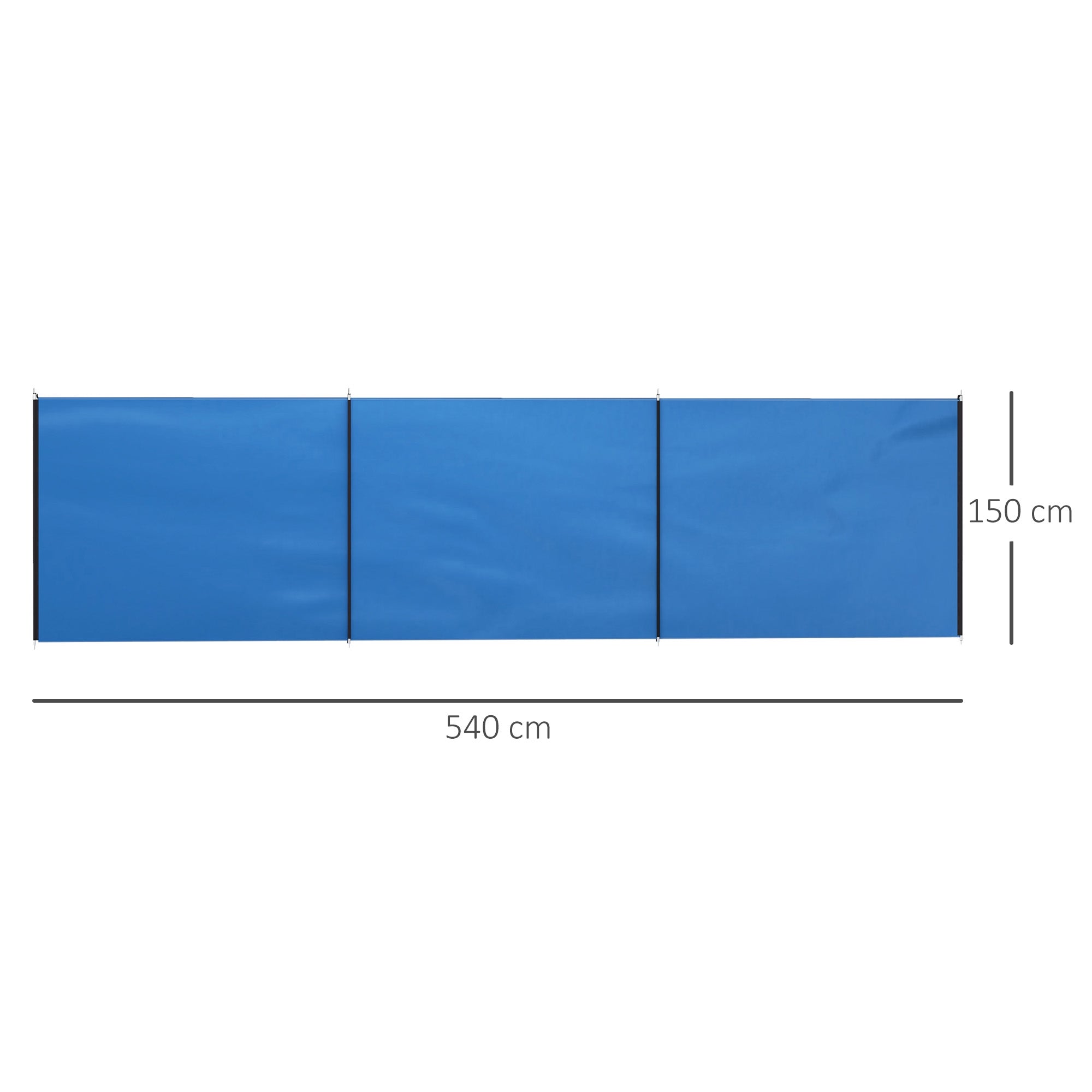 Campingvindskydd 540x150 cm med stålstänger och väska