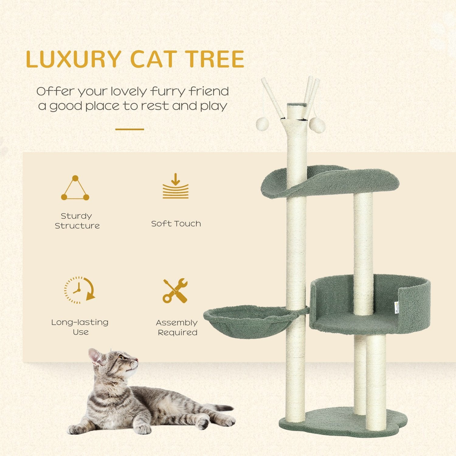 Cat Climbing Tree, 123 Cm, med solstol & lekboll
