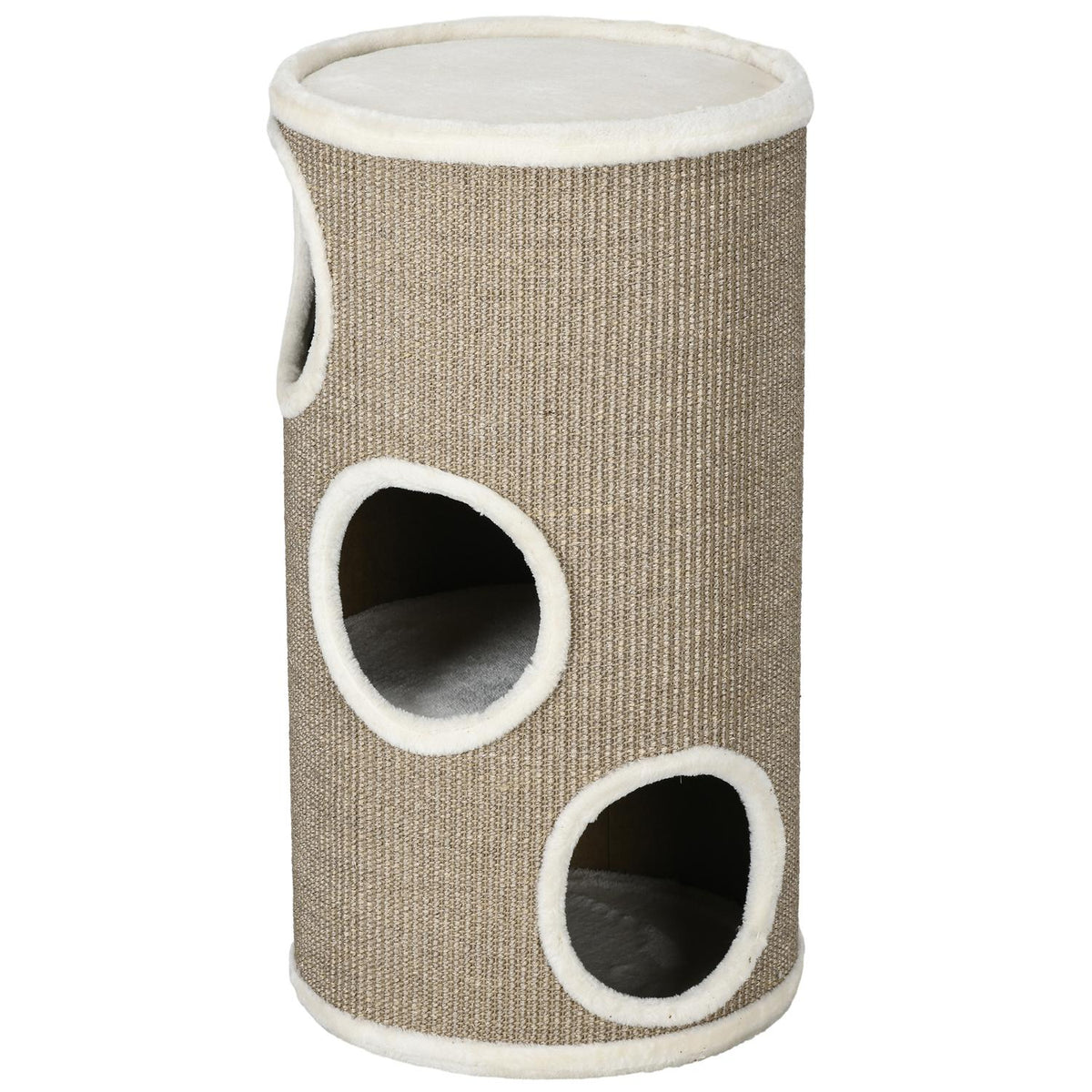 Cat Scratching Tower, 3 Ebenen, Sisal und Plüsch, 70 cm