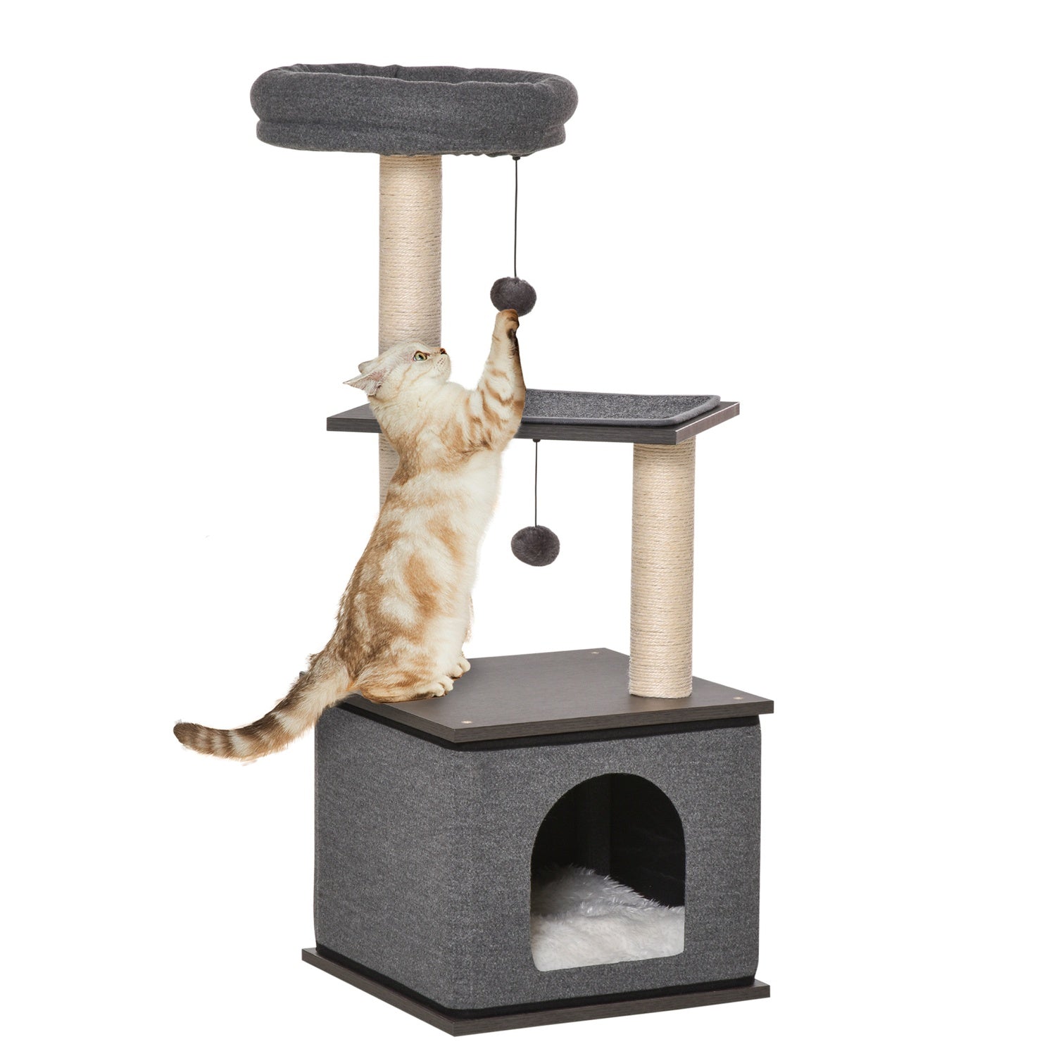 Cat Scratching Tree, Mörkgrå, 40x104 cm, Sisal Rep