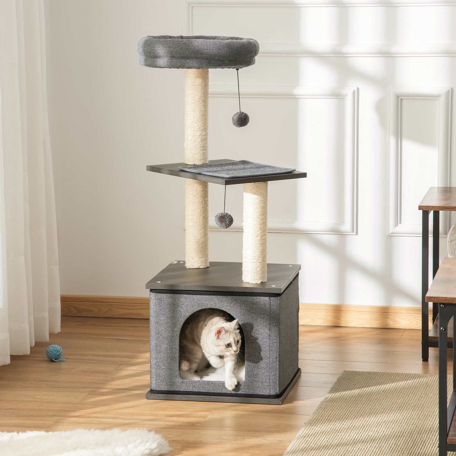 Cat Scratching Tree, Mörkgrå, 40x104 cm, Sisal Rep