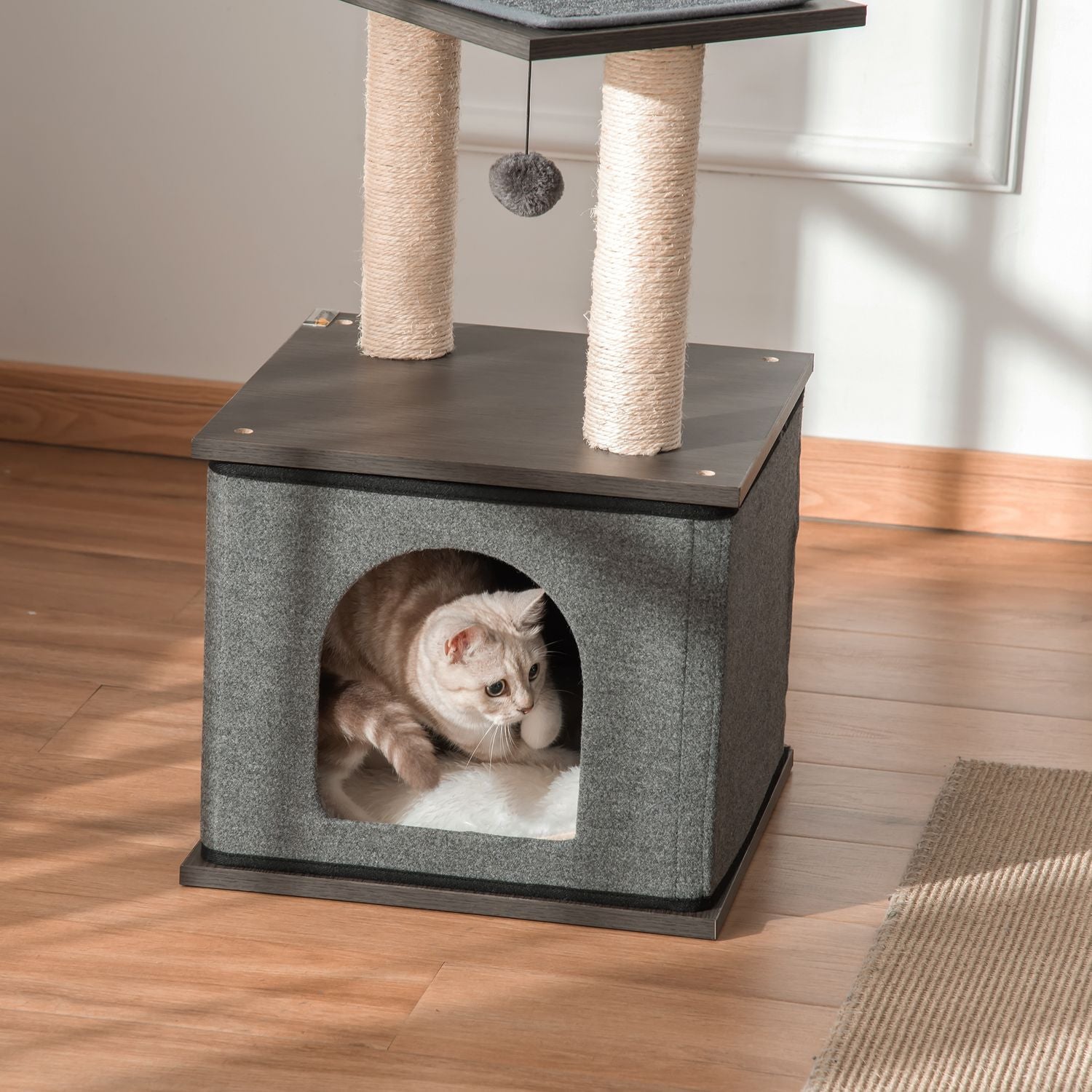 Cat Scratching Tree, Mörkgrå, 40x104 cm, Sisal Rep