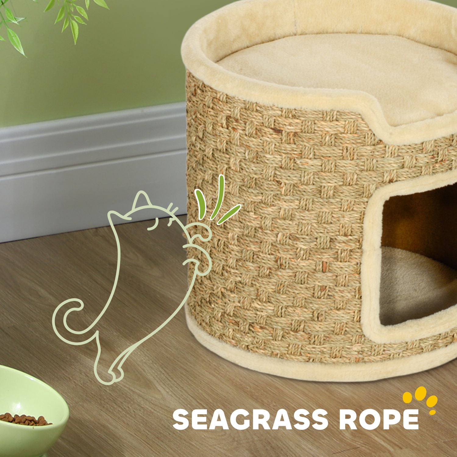 Cat Tower – 37 cm Sisal fat, dubbelnivå, Khaki