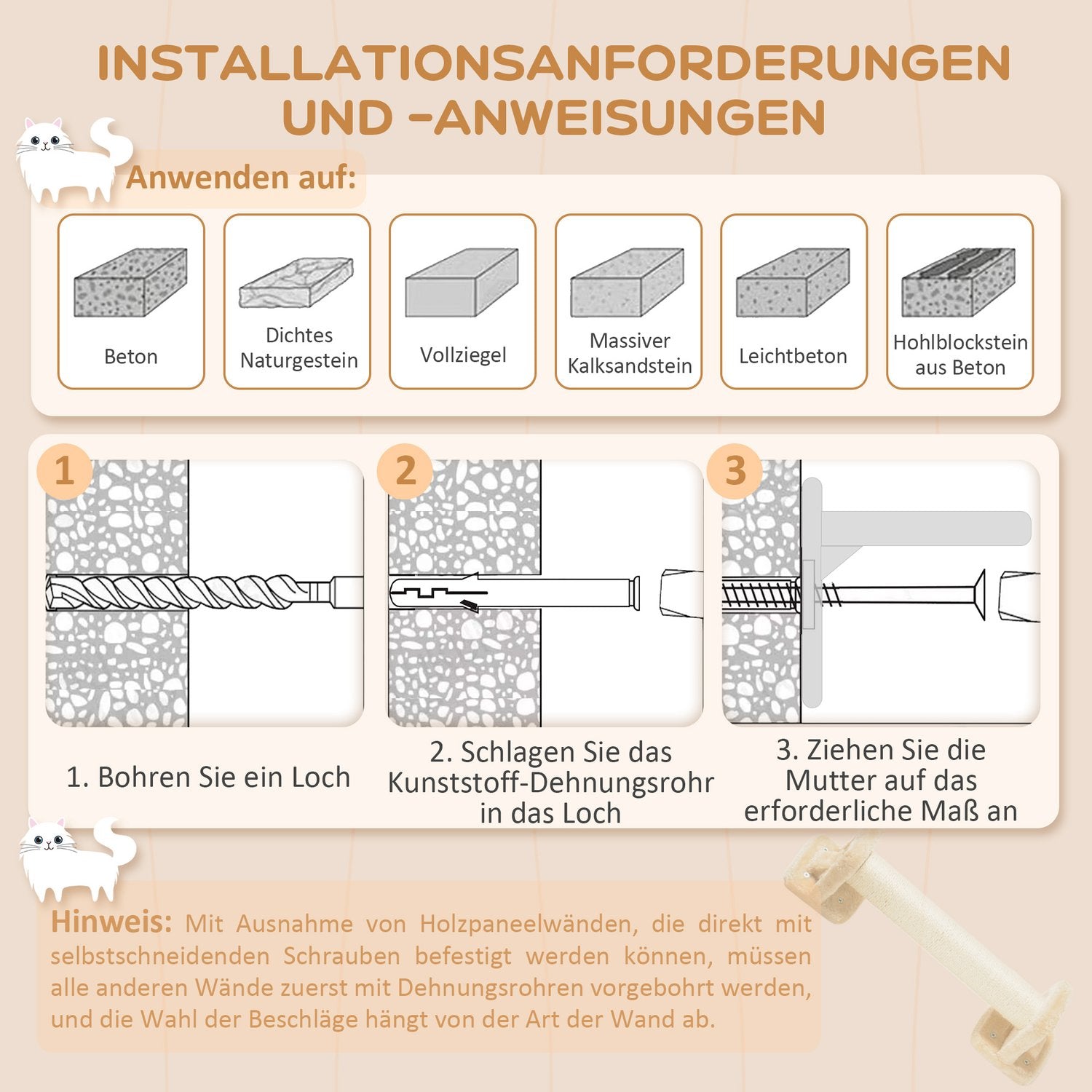Cat klätterväggsset, 4-delad plyschmöbel, beige