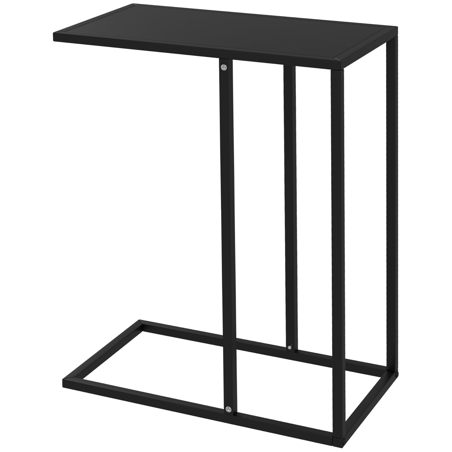 C-format sidobord – Stålram, sängbord och bärbar dator