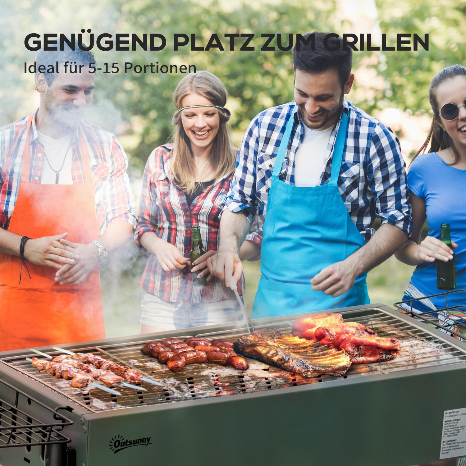 Charcoal Camping Grill – Rostfritt stål, sidokorgar
