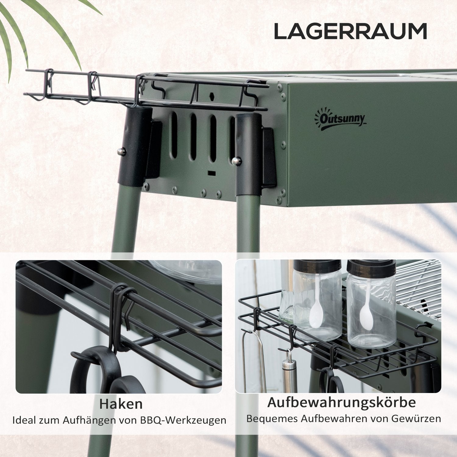 Charcoal Camping Grill – Rostfritt stål, sidokorgar