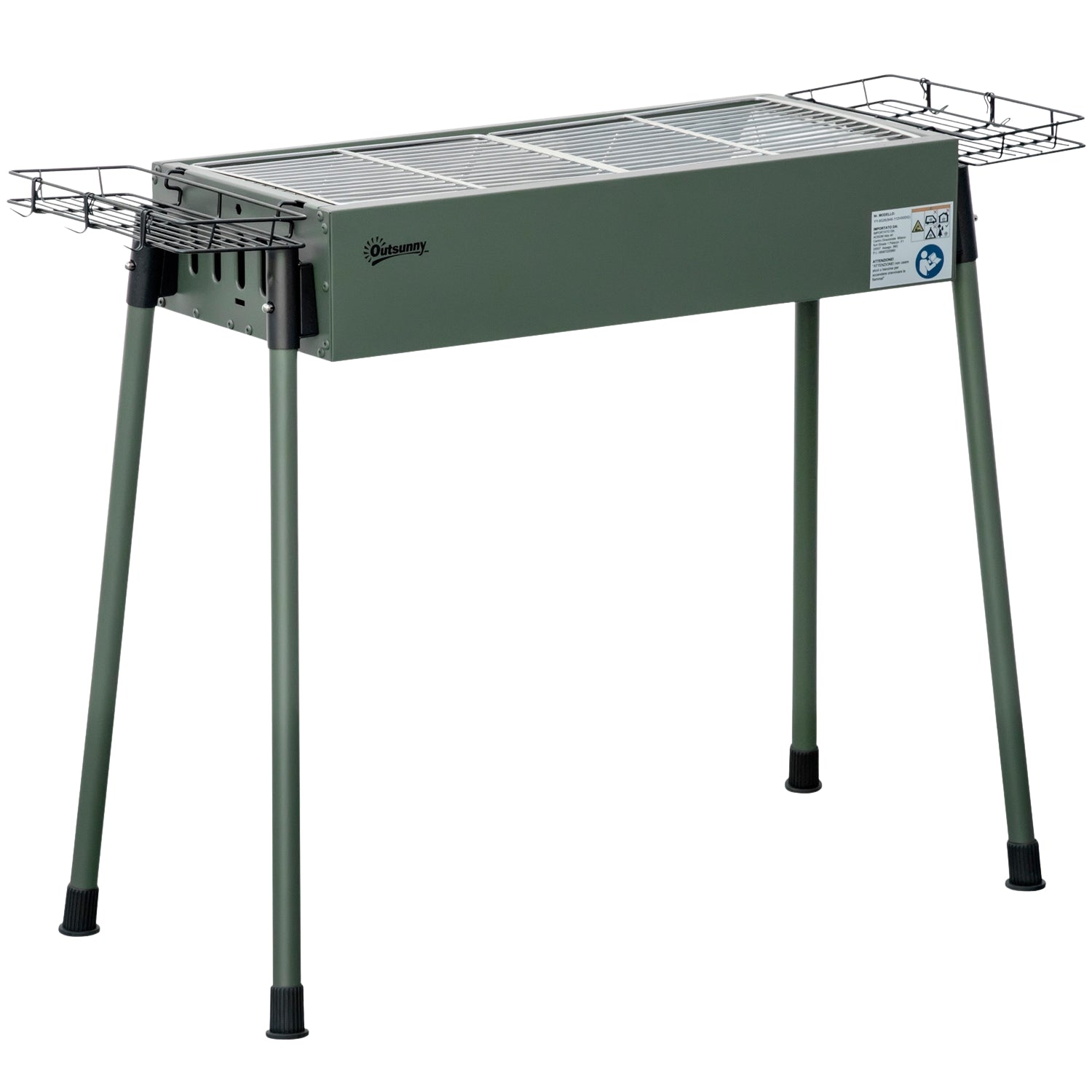 Charcoal Camping Grill – Rostfritt stål, sidokorgar