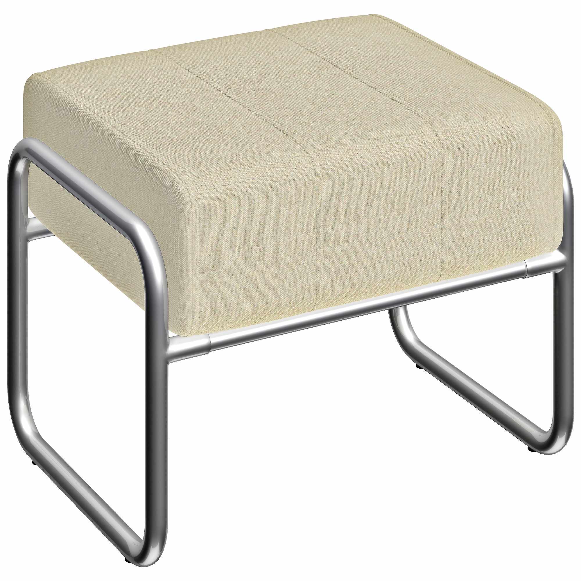 Chenille fotpall, tjock dyna, stålben, beige