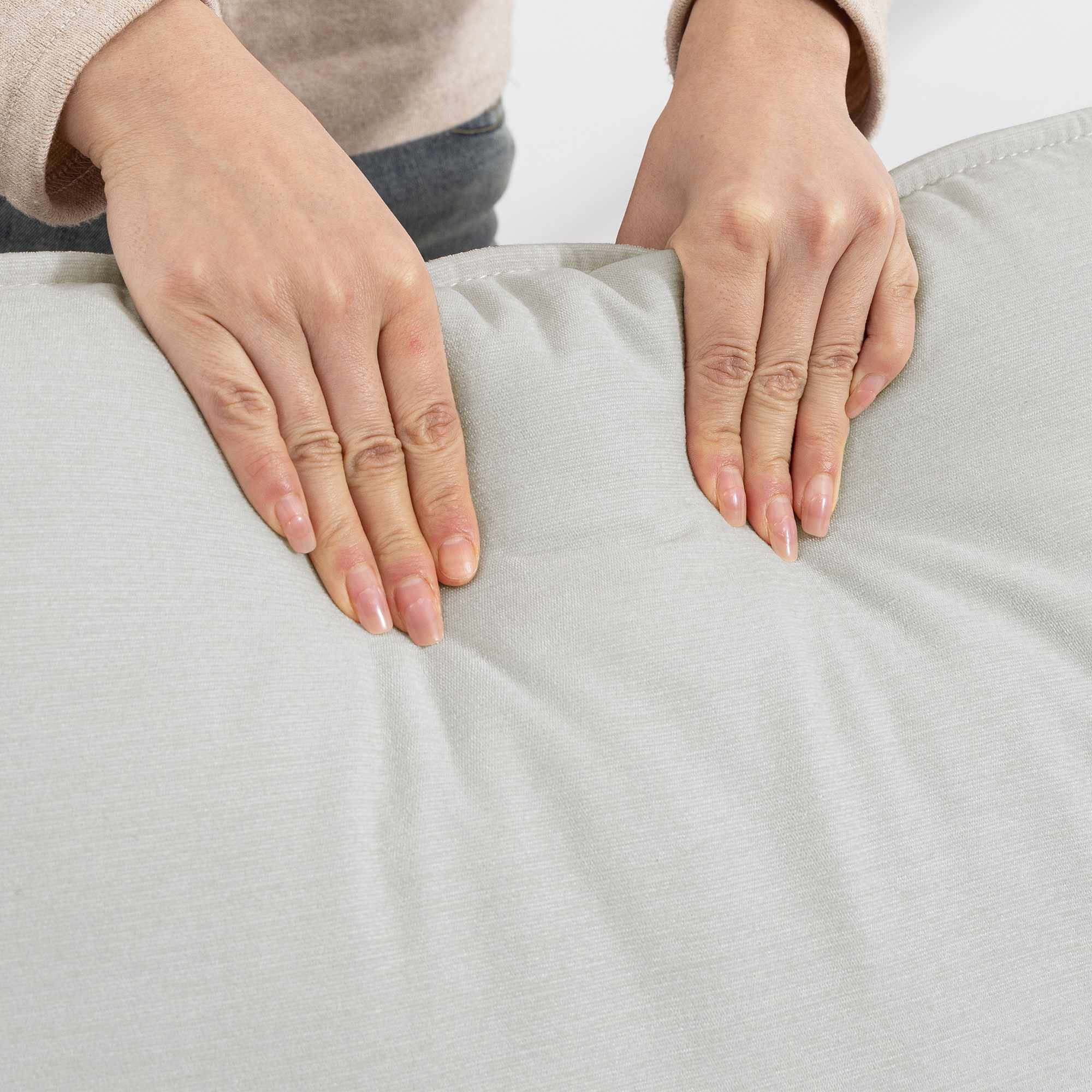 Chenille-soffa med två setar, krämfärgad, 24 cm dyna, hög rygg