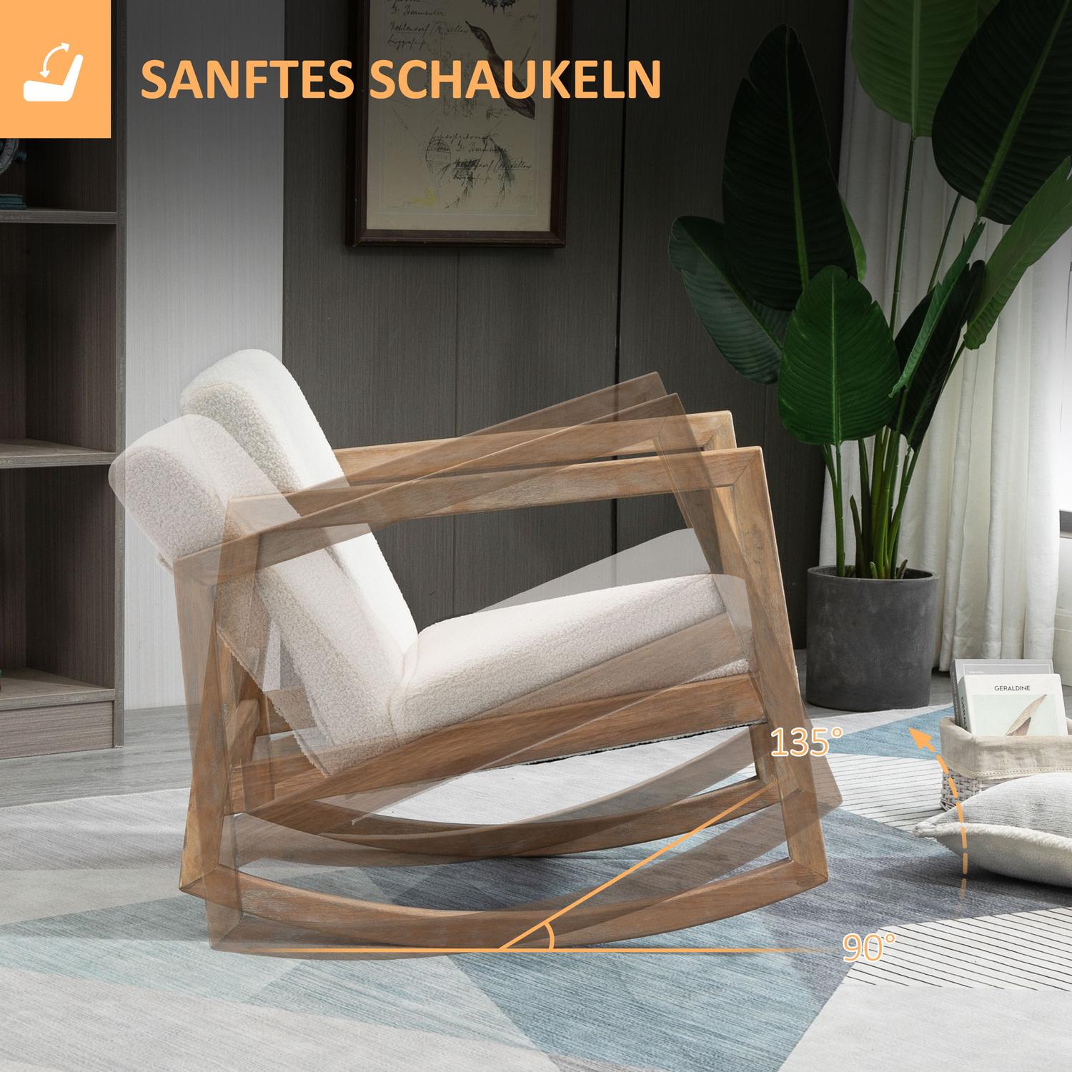 Cream White Rubberwood gungstol – vadderad komfort