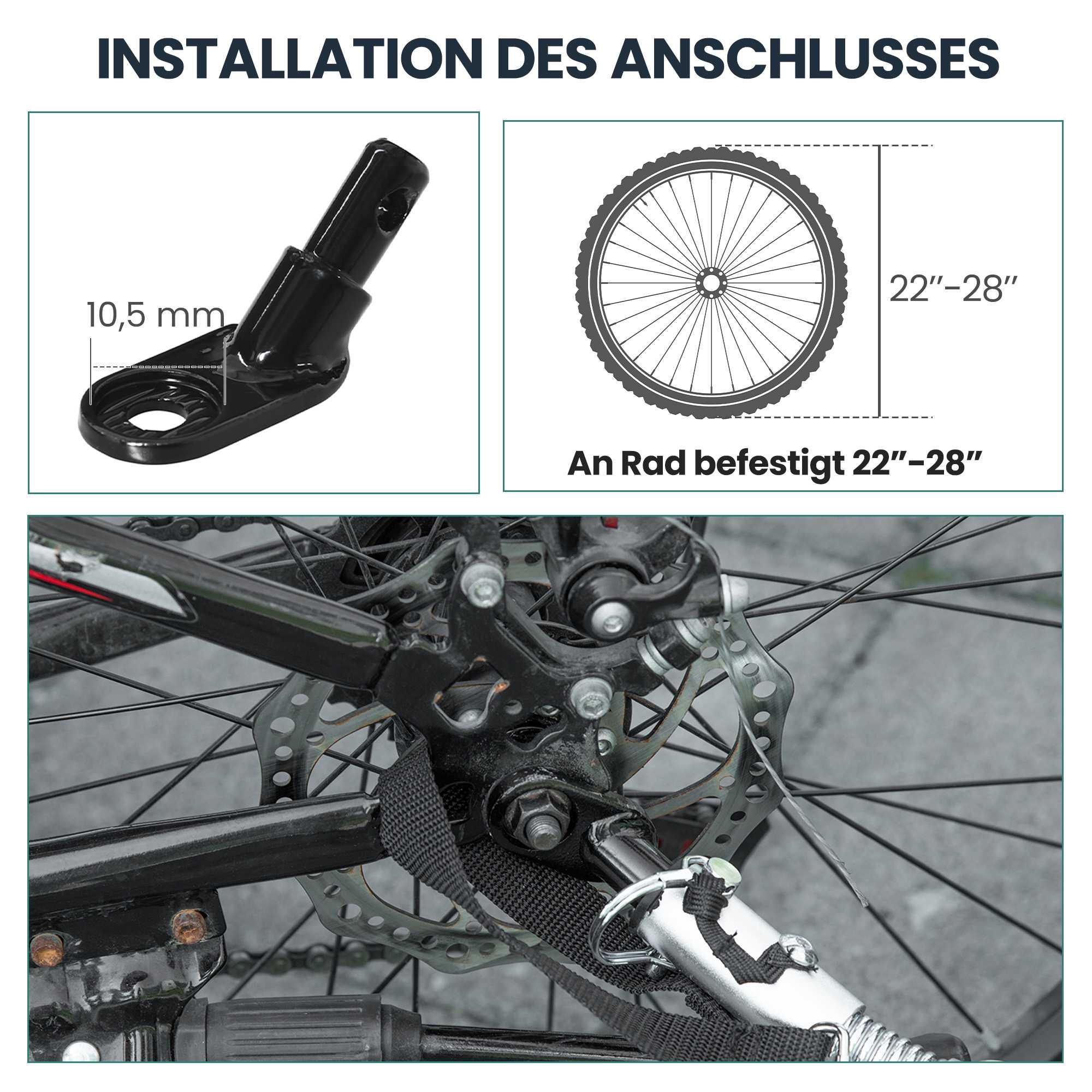 Cykelkärra med 170L lastlåda, passar 22"-28" hjul