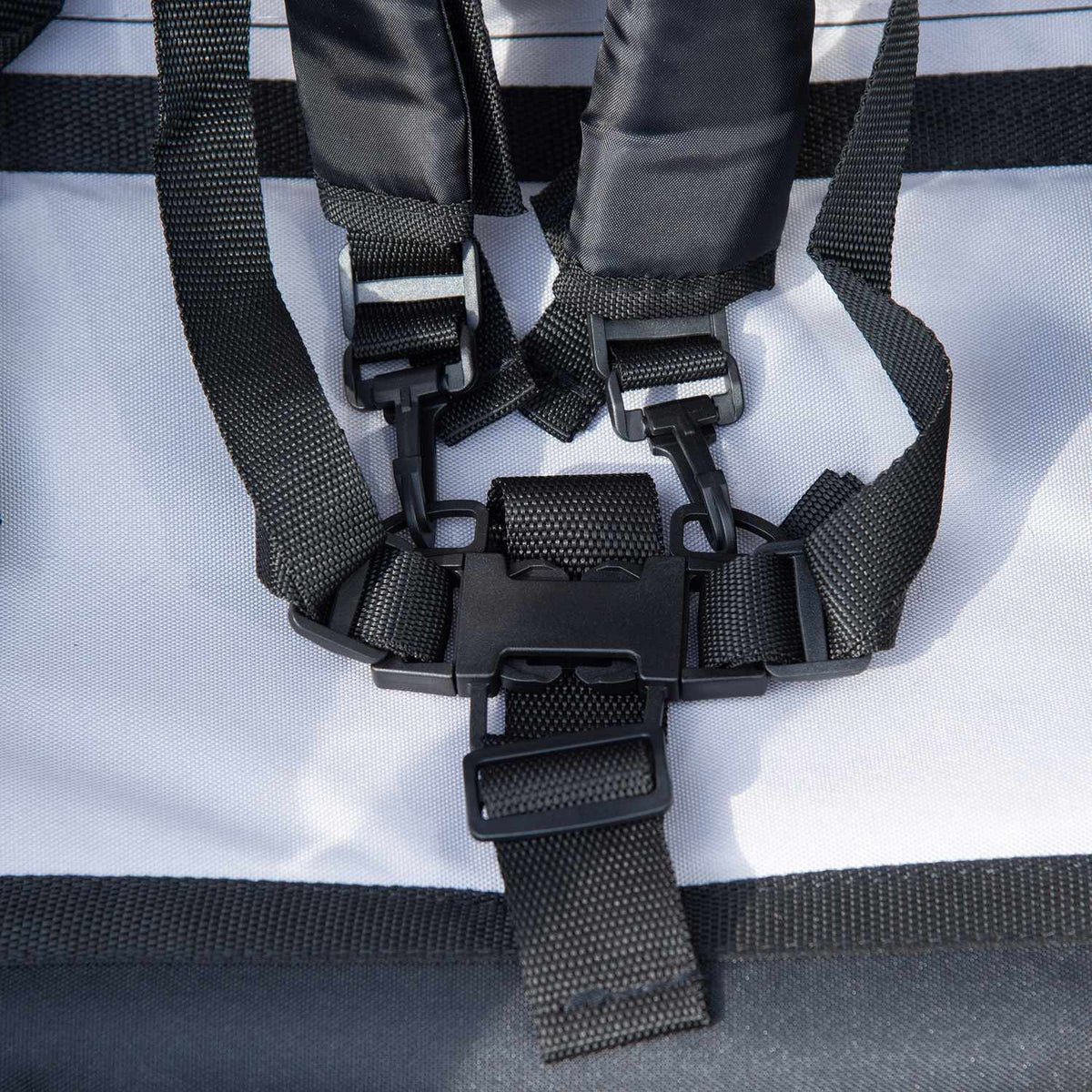 Rimorchio bici e passeggino, girevole a 360°, telaio in acciaio, blu/nero
