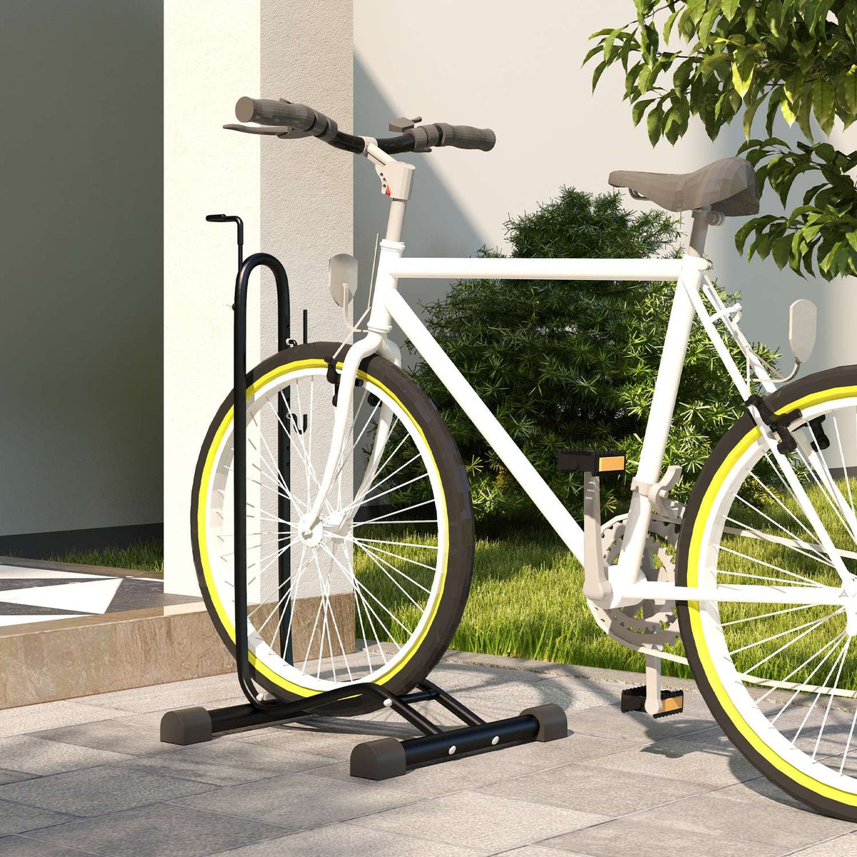 Support à vélo en métal – vertical et horizontal, résistant aux intempéries, 45x44x118cm
