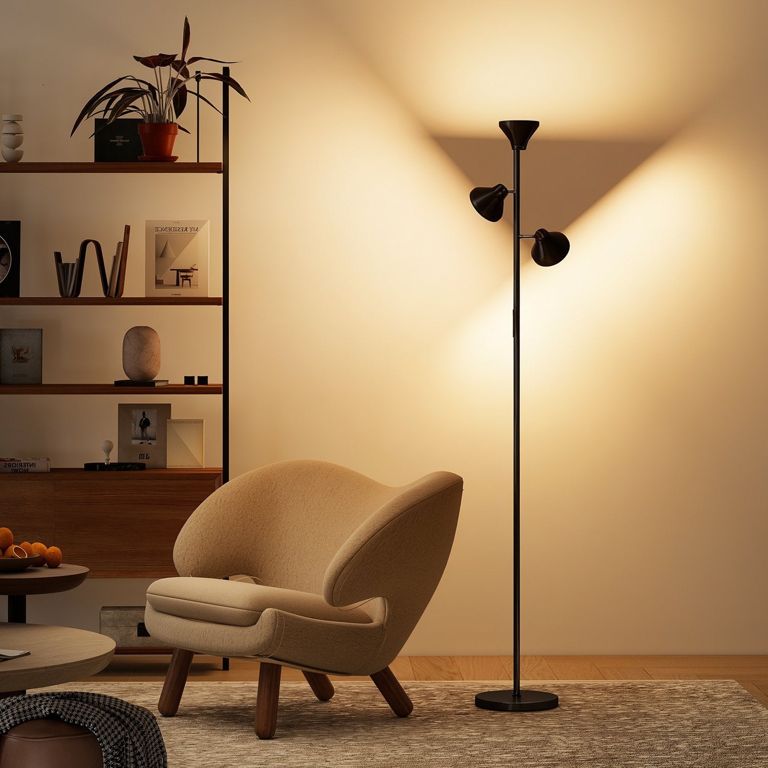 Dimbar golvlampa med läslampa, RGB, fjärrkontroll