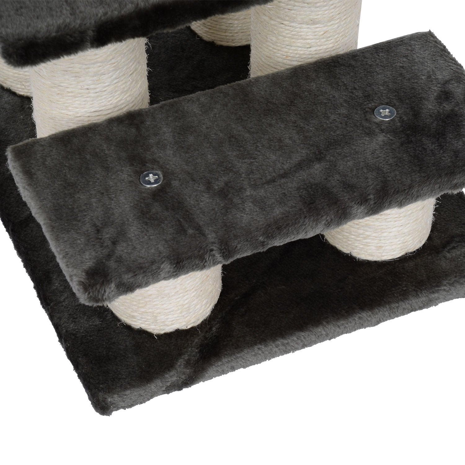 Djurtrappa för katter och hundar, 3-stegs plysch, mörkgrå 45x35x34 cm