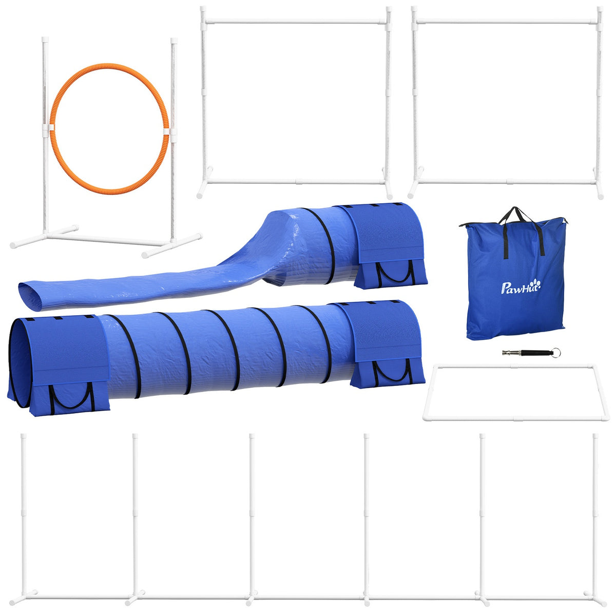 Hunde-Agility-Set mit verstellbaren Hürden und Tunnel