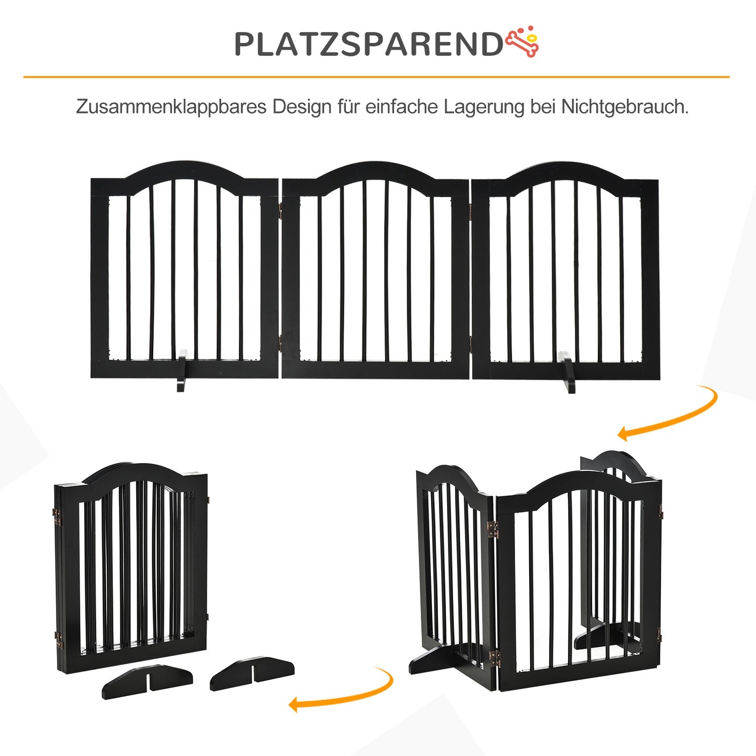 Dog Barrier Gate – Vikbar & Stabil, MDF, Svart 154,5X61Cm