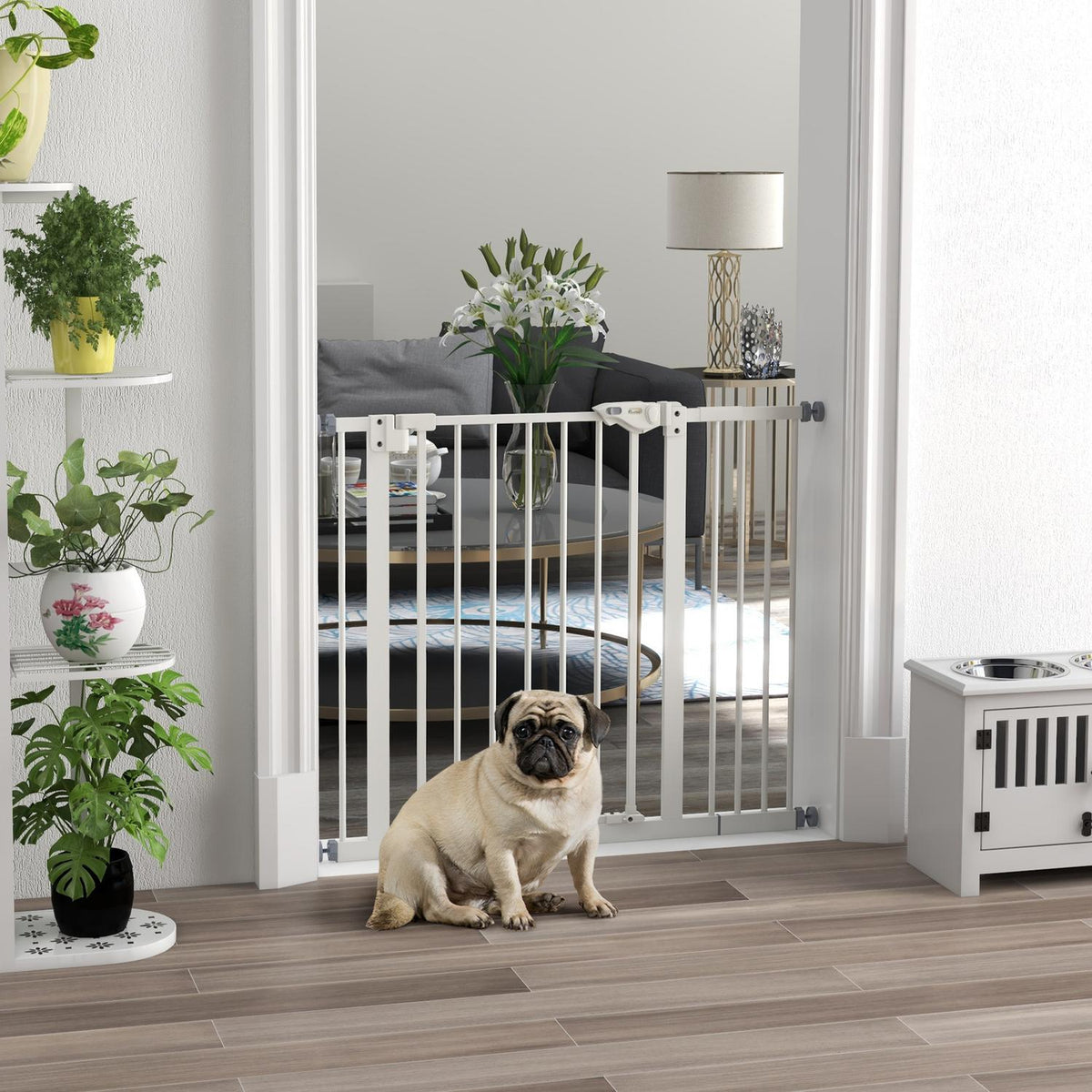 Cancelletto di sicurezza per cani – metallo estensibile, senza forare, 74-94 cm