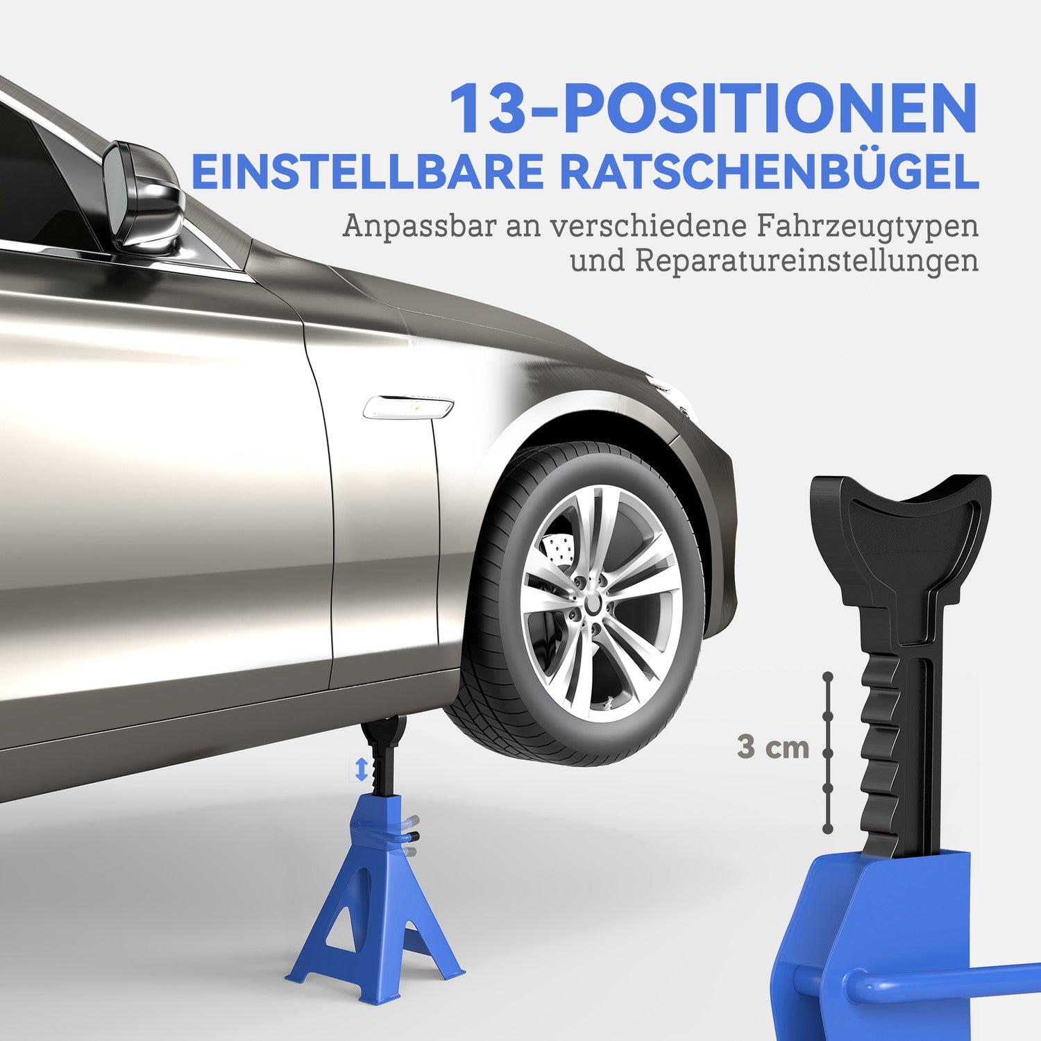 Domkraftsstativ med 3-tons lastkapacitet, justerbara i höjdled, set om 2