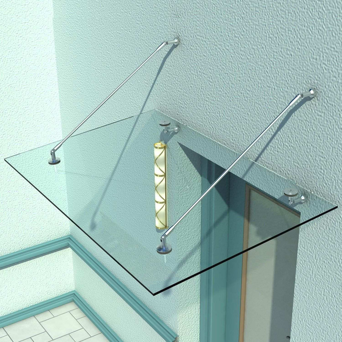 Pensilina per porta in vetro temperato – acciaio inox 304, varie misure
