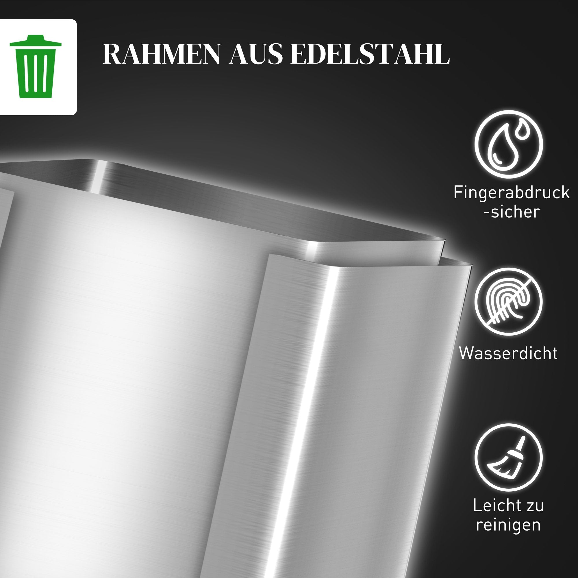 Dubbelfacks papperskorg i rostfritt stål, 2x20L