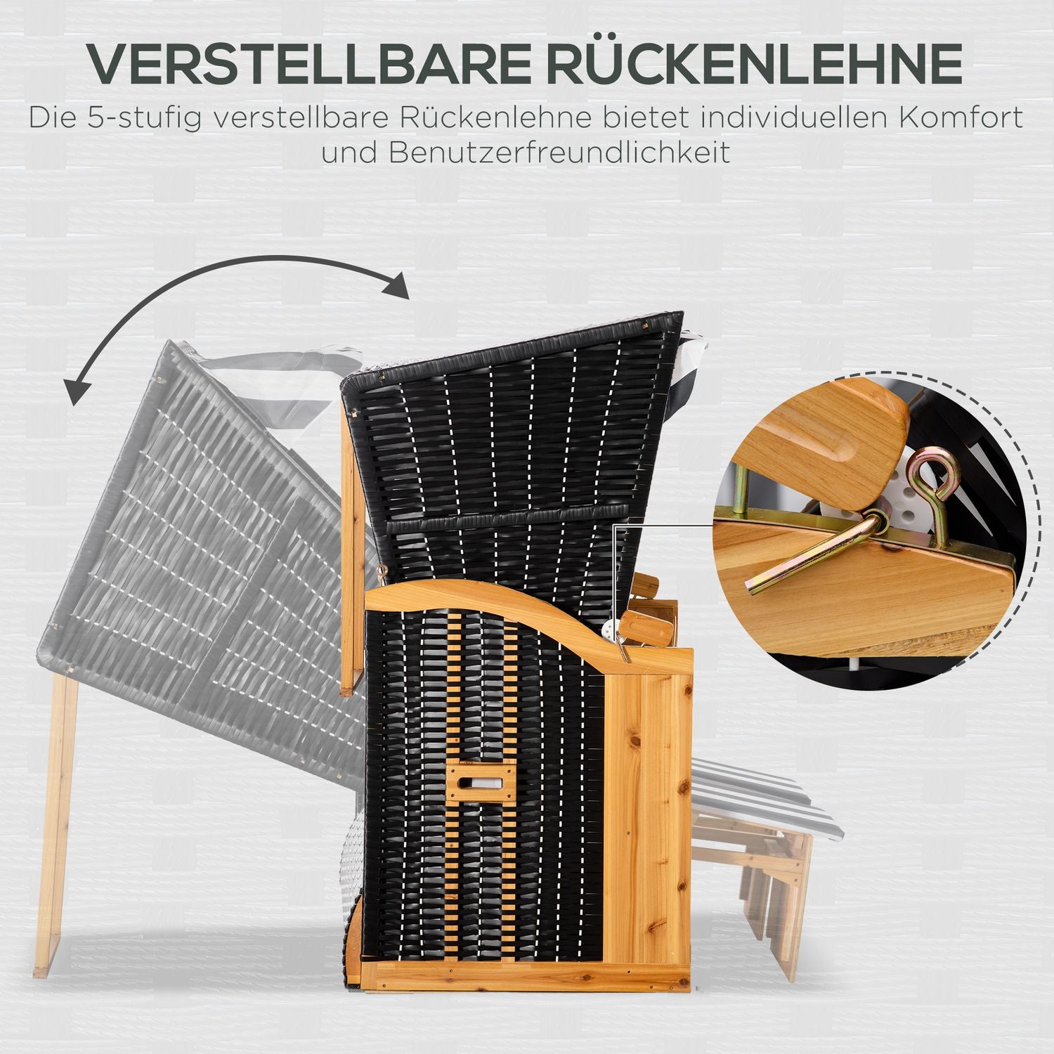 Dubbel solstol, Pe Rattan, justerbart ryggstöd