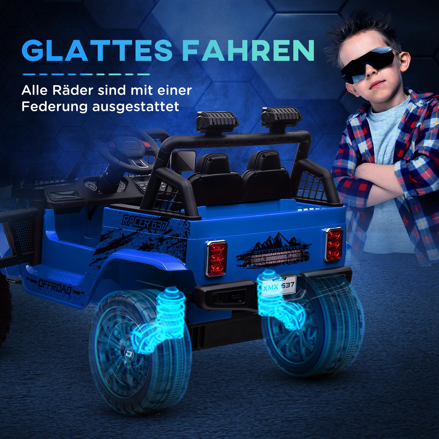 Elbil för barn, 12V terräng med musik, blå