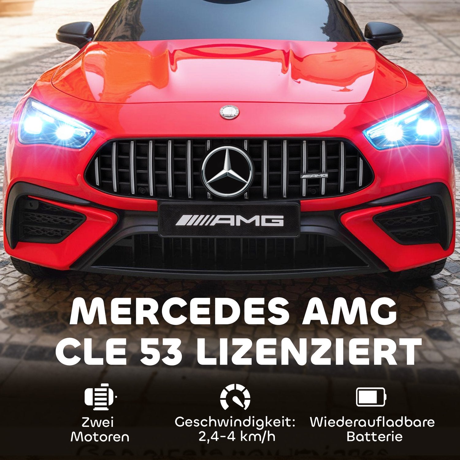 Elbil för barn, Mercedes Design, 12V, Fjärrkontroll, LED, Röd