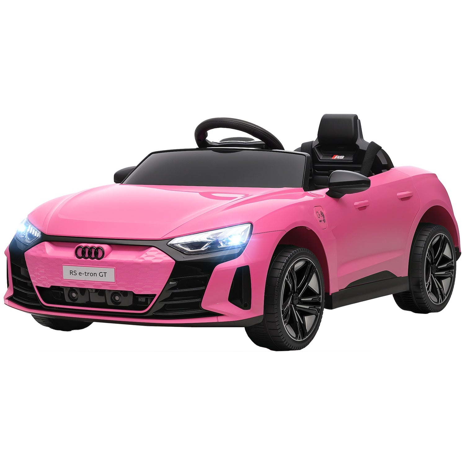 Elbil för barn med fjärrkontroll, säkerhetsbälte, musik, rosa, 3-5 år