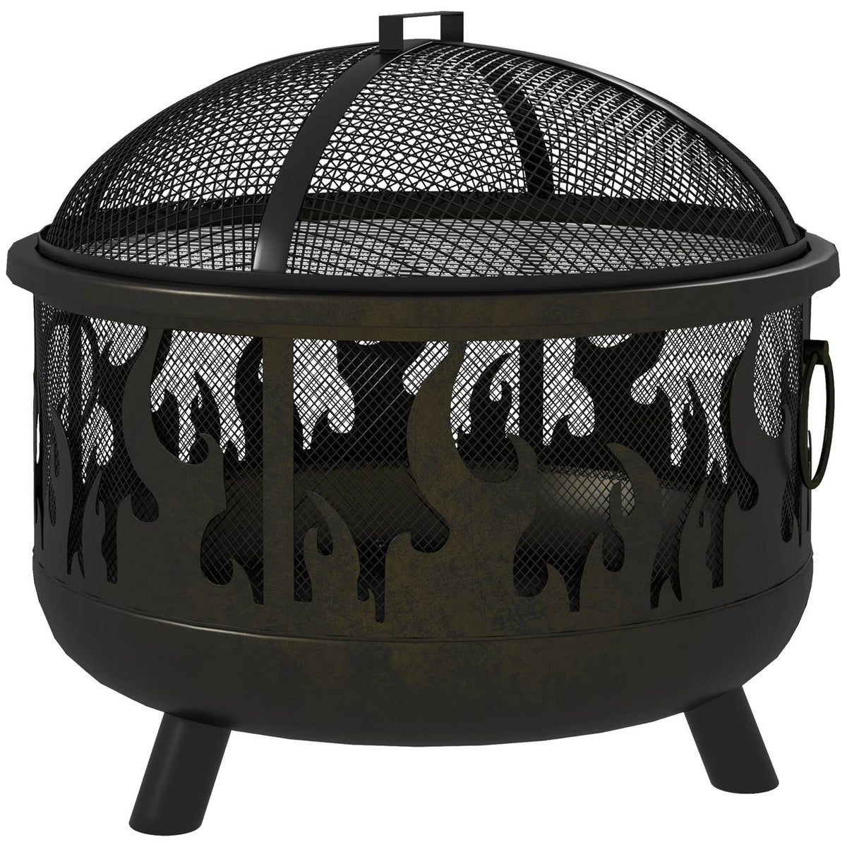 Brasero avec pare-étincelles & grille – métal, Ø61cm