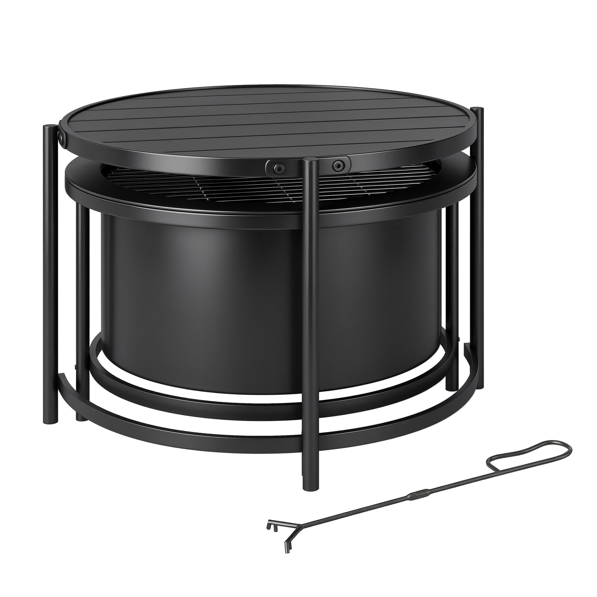 Eldstad med 49 cm grill, svart, 66 x 63 x 41 cm