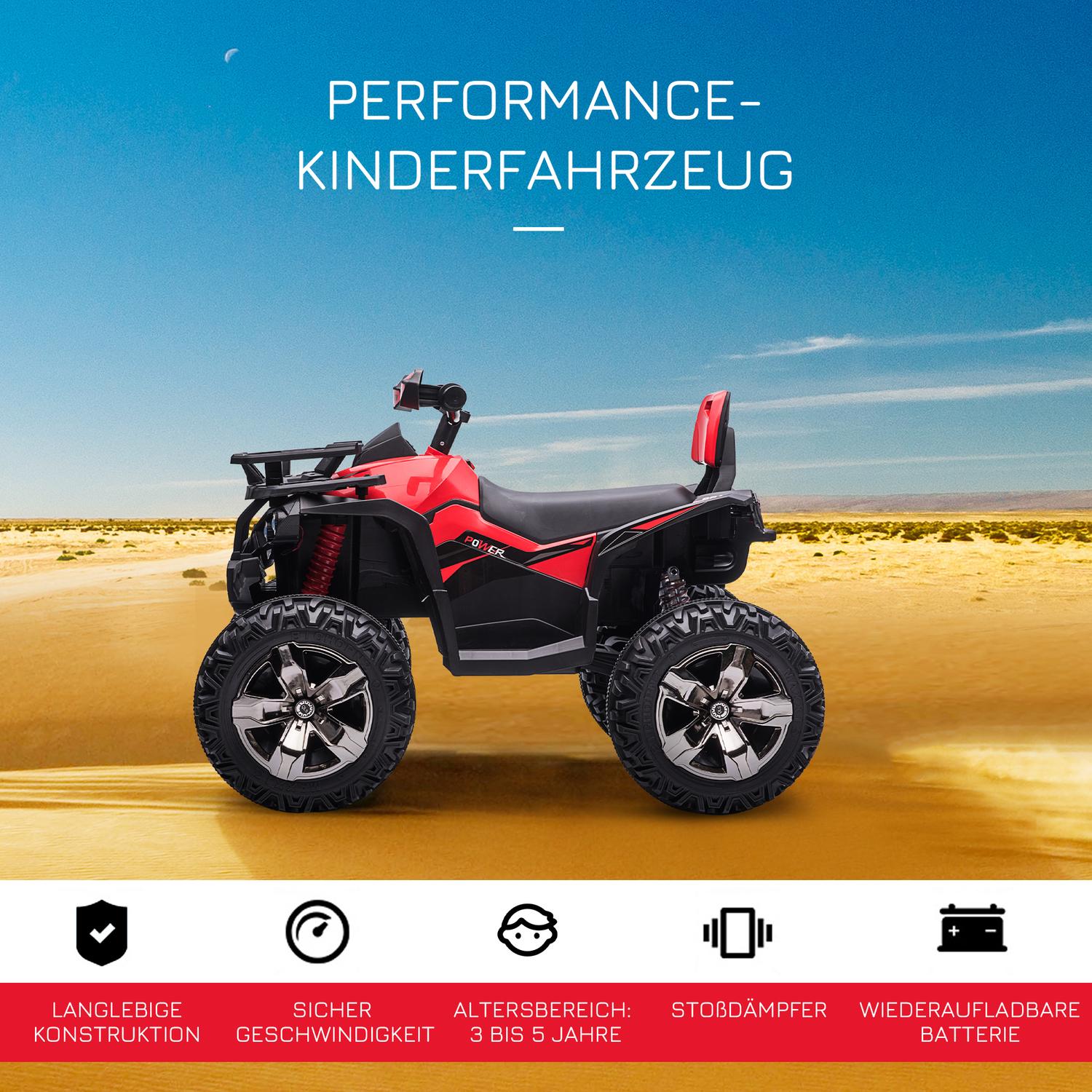 Electric Kids Quad 12V, Strålkastare, USB & MP3, Röd