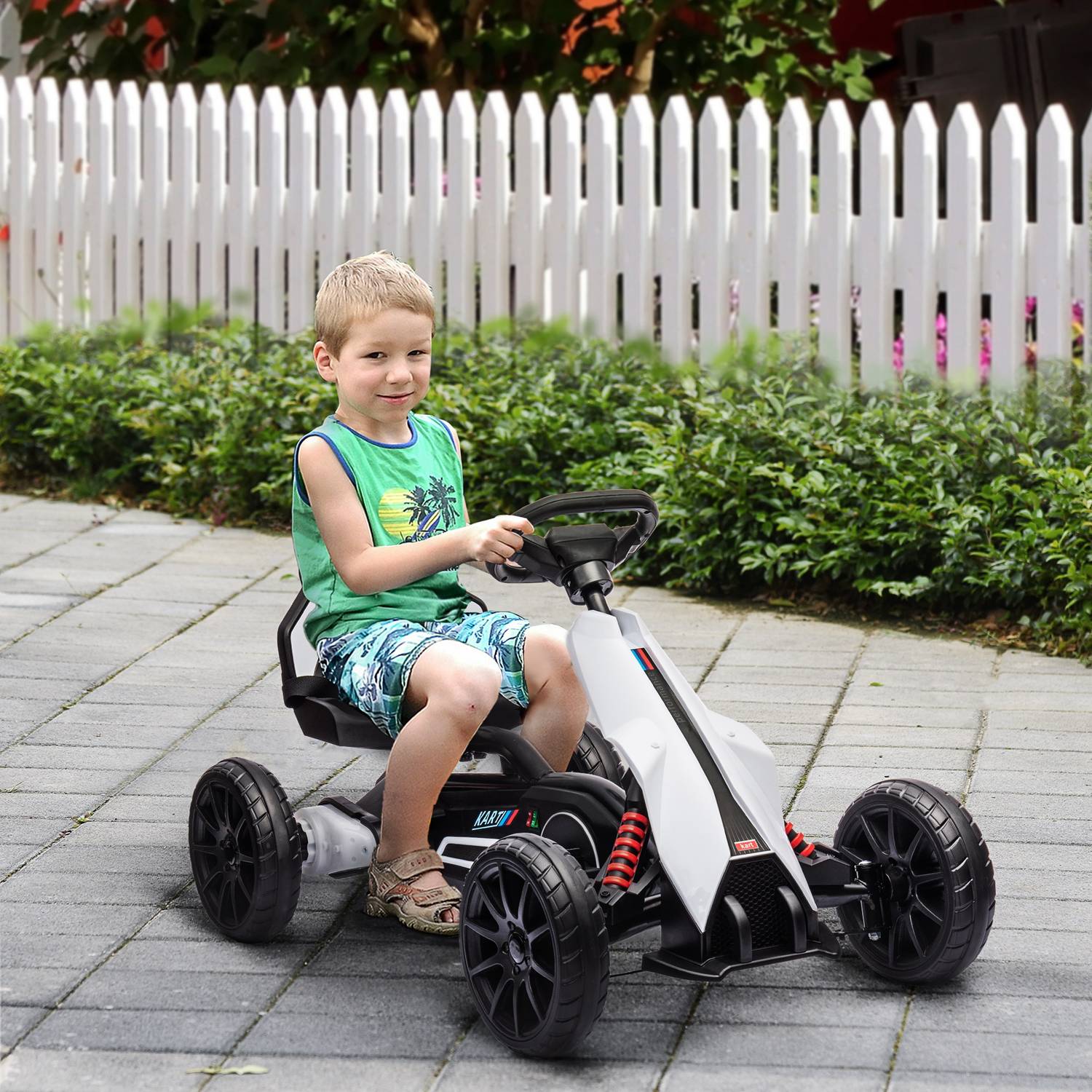 Elektrisk Drift Go-Kart för barn, 12V, 3-8 år, Vit