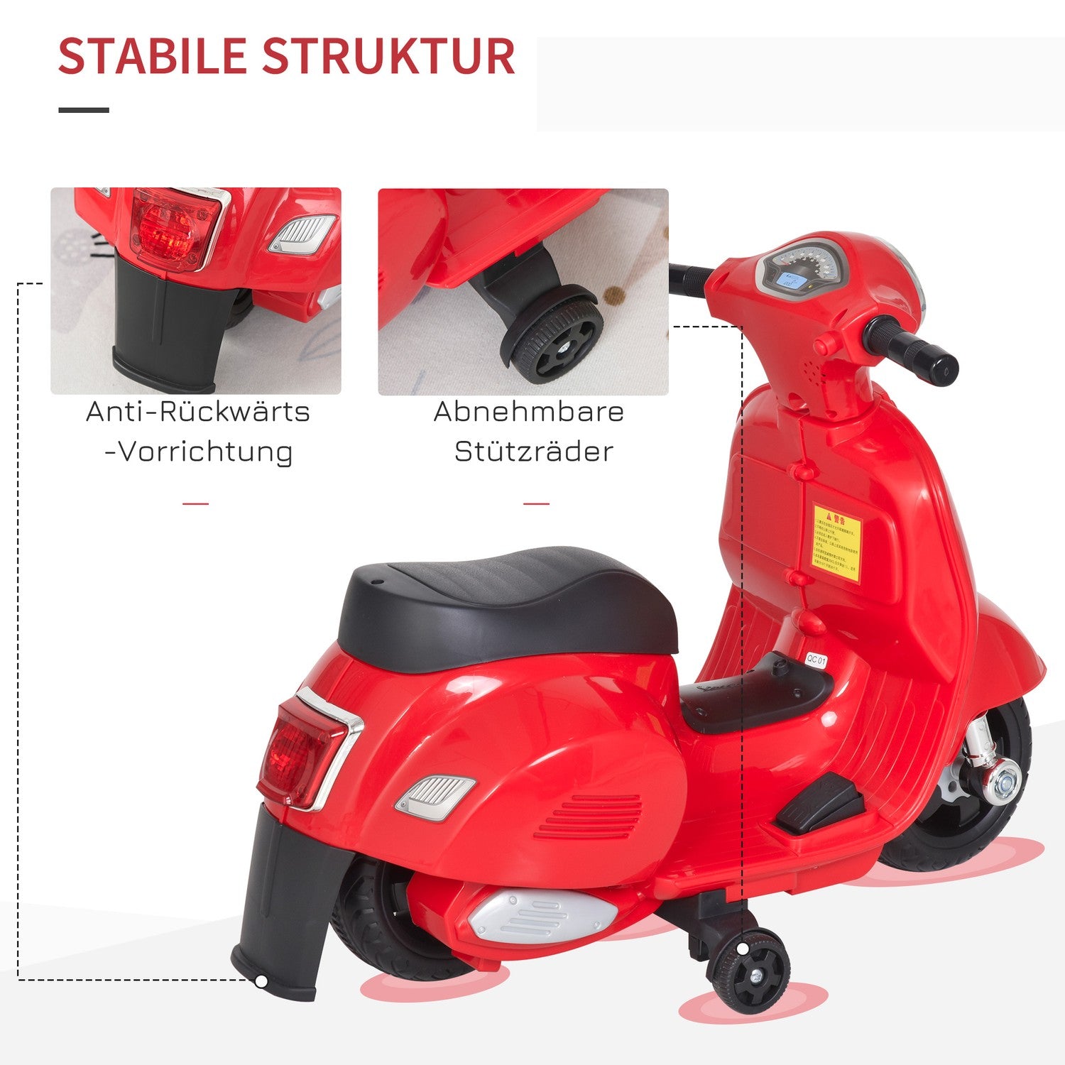 Elektrisk barnmotorcykel med LED-ljus, 18-36 månader