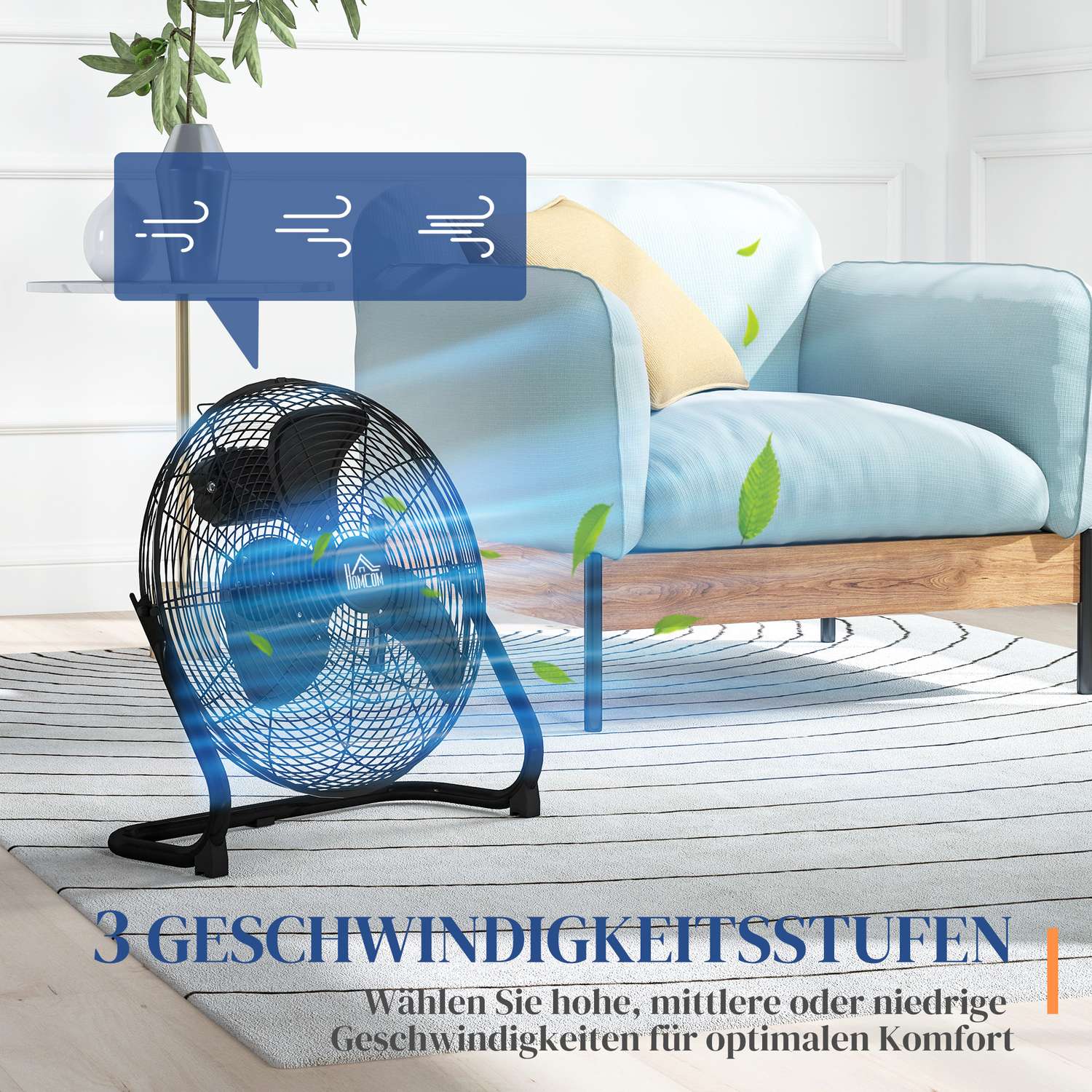Elektrisk bordsfläkt, 3 hastigheter & 120° lutning, svart