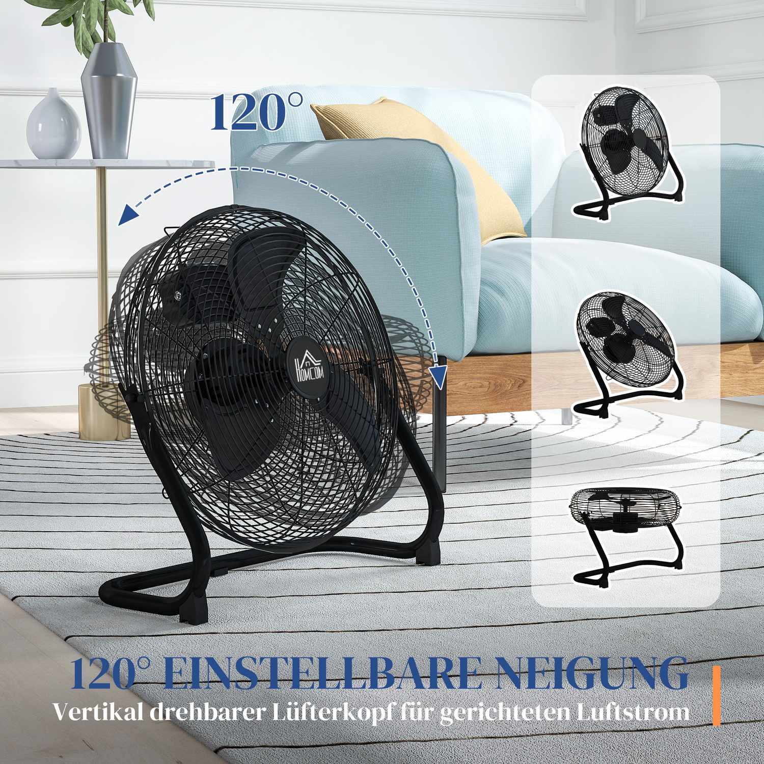 Elektrisk bordsfläkt, 3 hastigheter & 120° lutning, svart