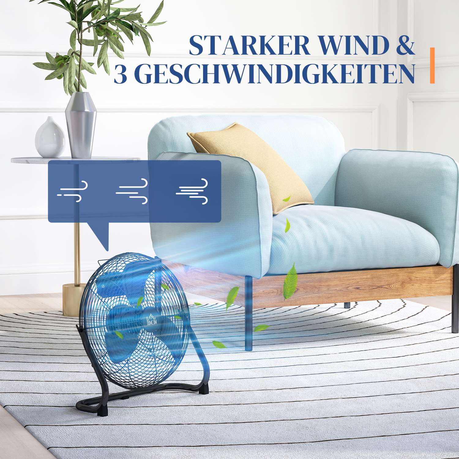 Elektrisk bordsfläkt, 4 hastigheter, 120° justerbar vinkel, svart