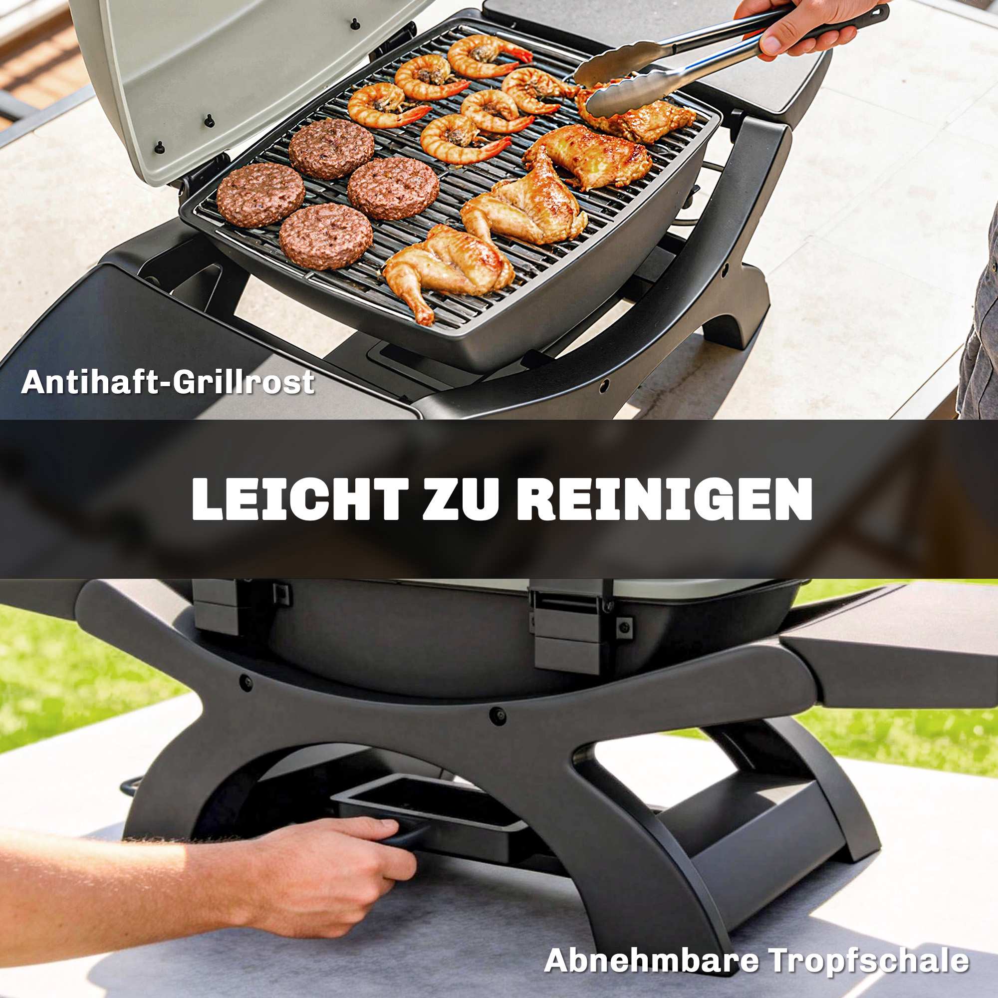 Elektrisk bordsgrill 2300W, Non-stick, Bärbar, 23x71 cm
