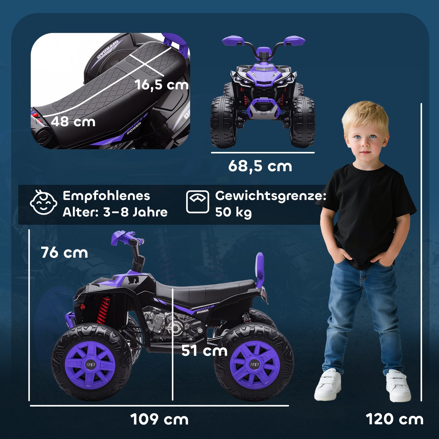 Elektrisk fyrhjuling för barn, 24V, 4 hjul, USB, MP3, 6,5 km/h