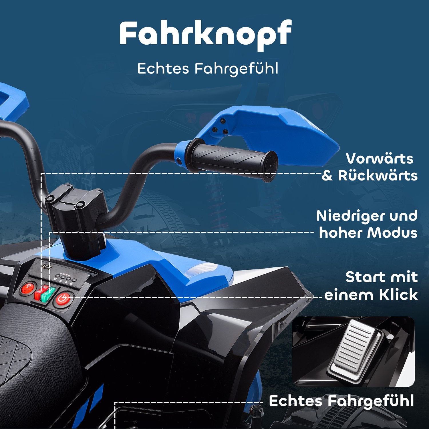Elektrisk fyrhjuling för barn, 24V, 4 hjul, USB, MP3, 6,5 km/h