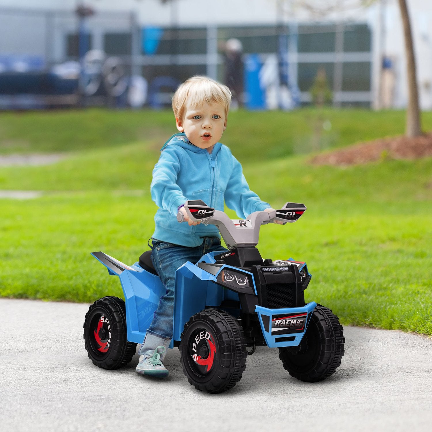 Elektrisk fyrhjuling för barn med framåt och bakåt, 6V, 2,5 km/h, 1,5–3 år