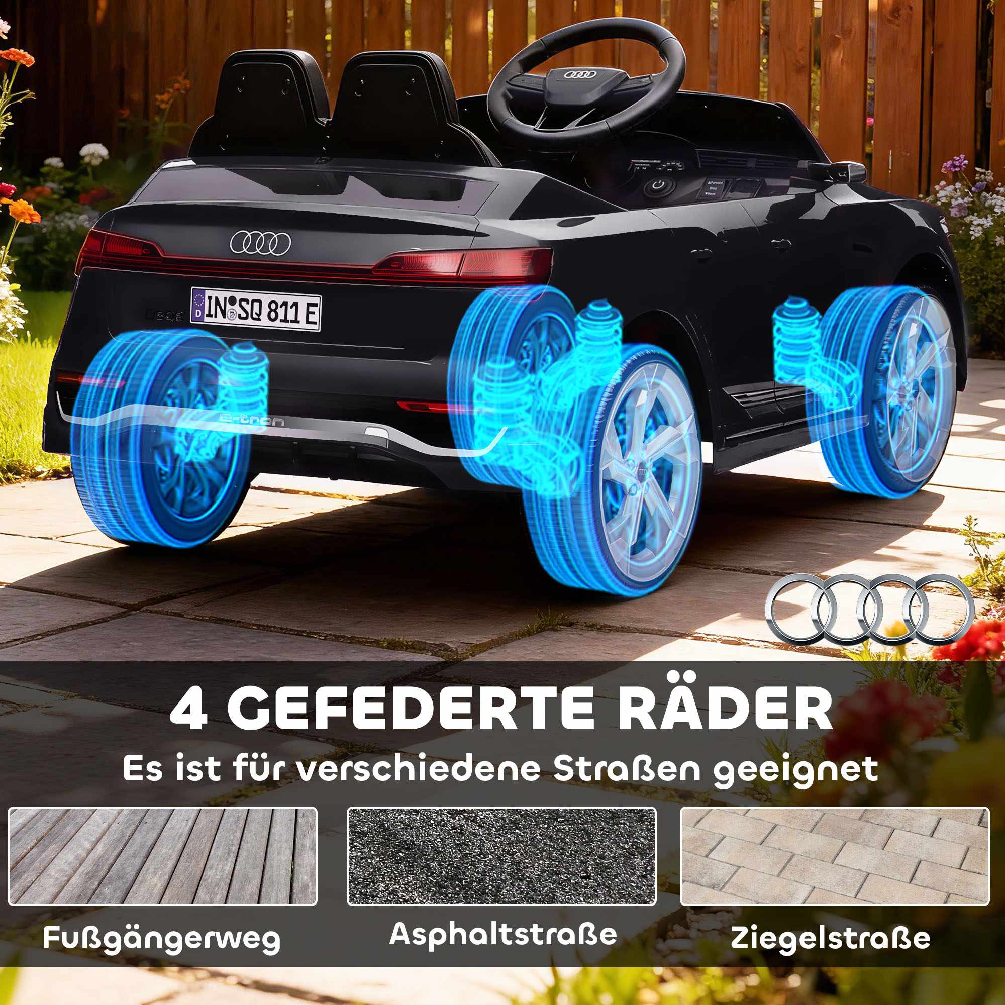 Elektrisk åkbil, 12V Audi Q8, Fjärrkontroll, Svart