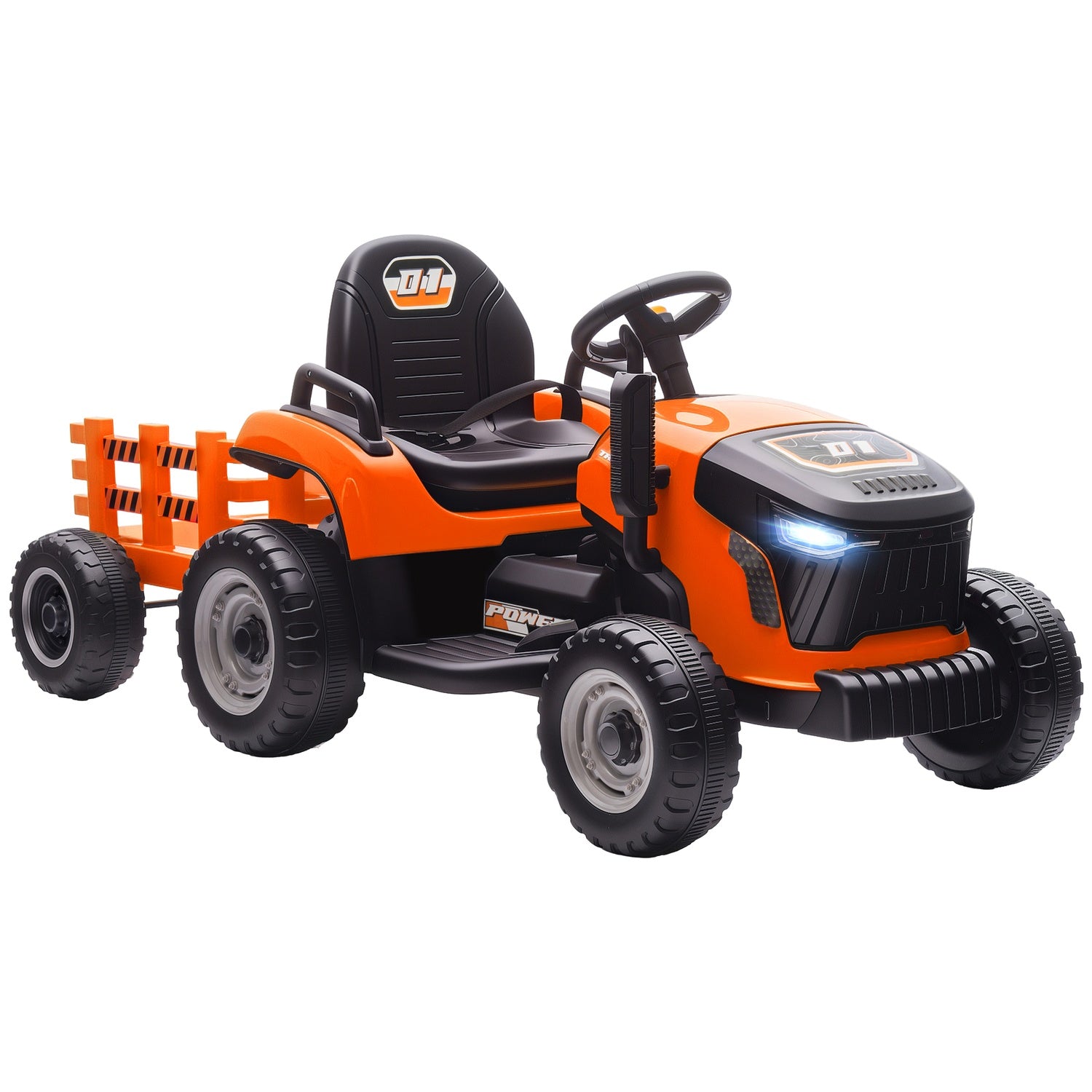 Elektrisk åktraktor för barn, fjärrkontroll, åldrar 3-8, orange