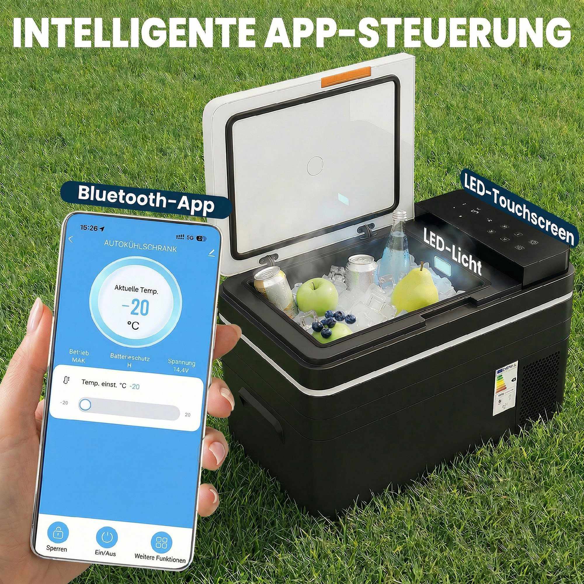 Elektrisk kylbox 30L, -20C till 20C, appstyrning