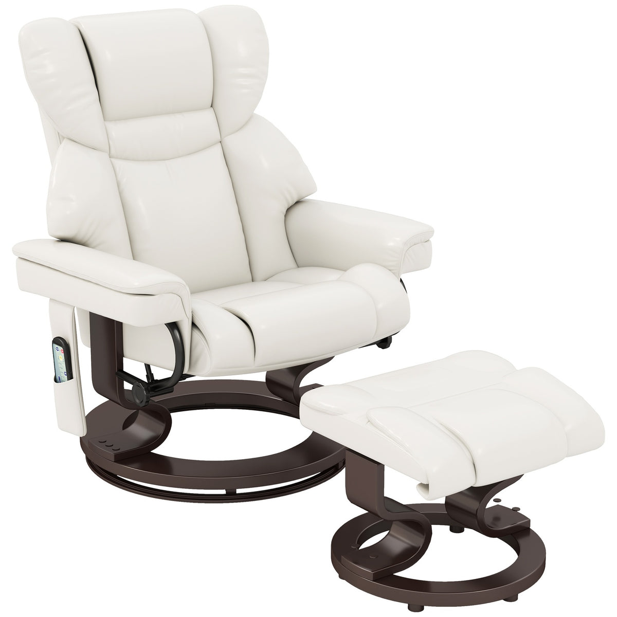 Poltrona relax elettrica con poggiapiedi, similpelle, crema