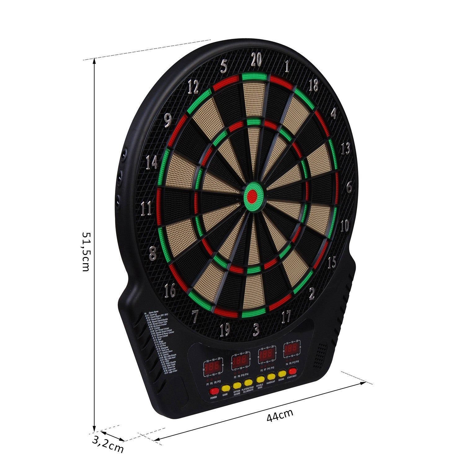 Elektronisk darttavla, 27 spel, 16 spelare, 6 dart