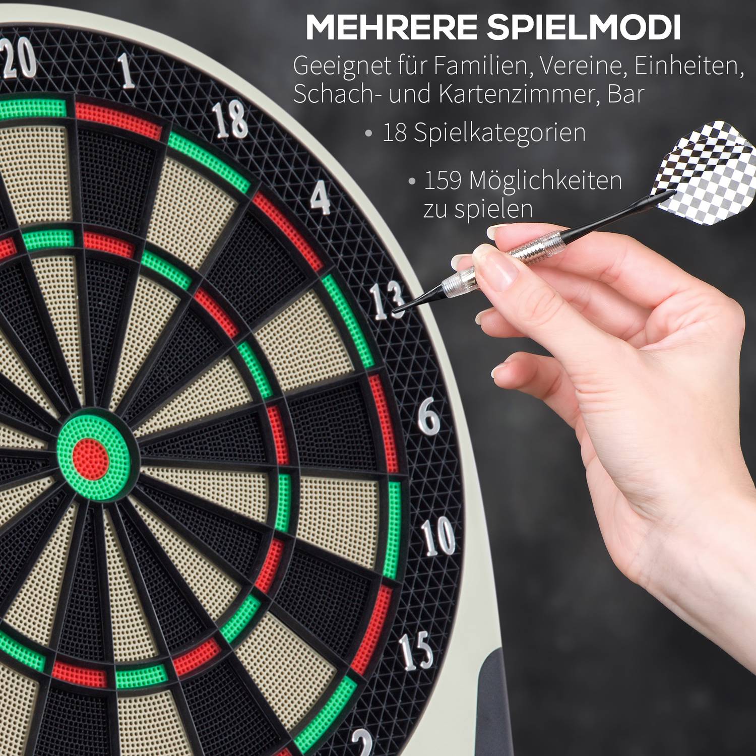 Elektronisk darttavla med LCD-skärm – 18 spel, 6 dart