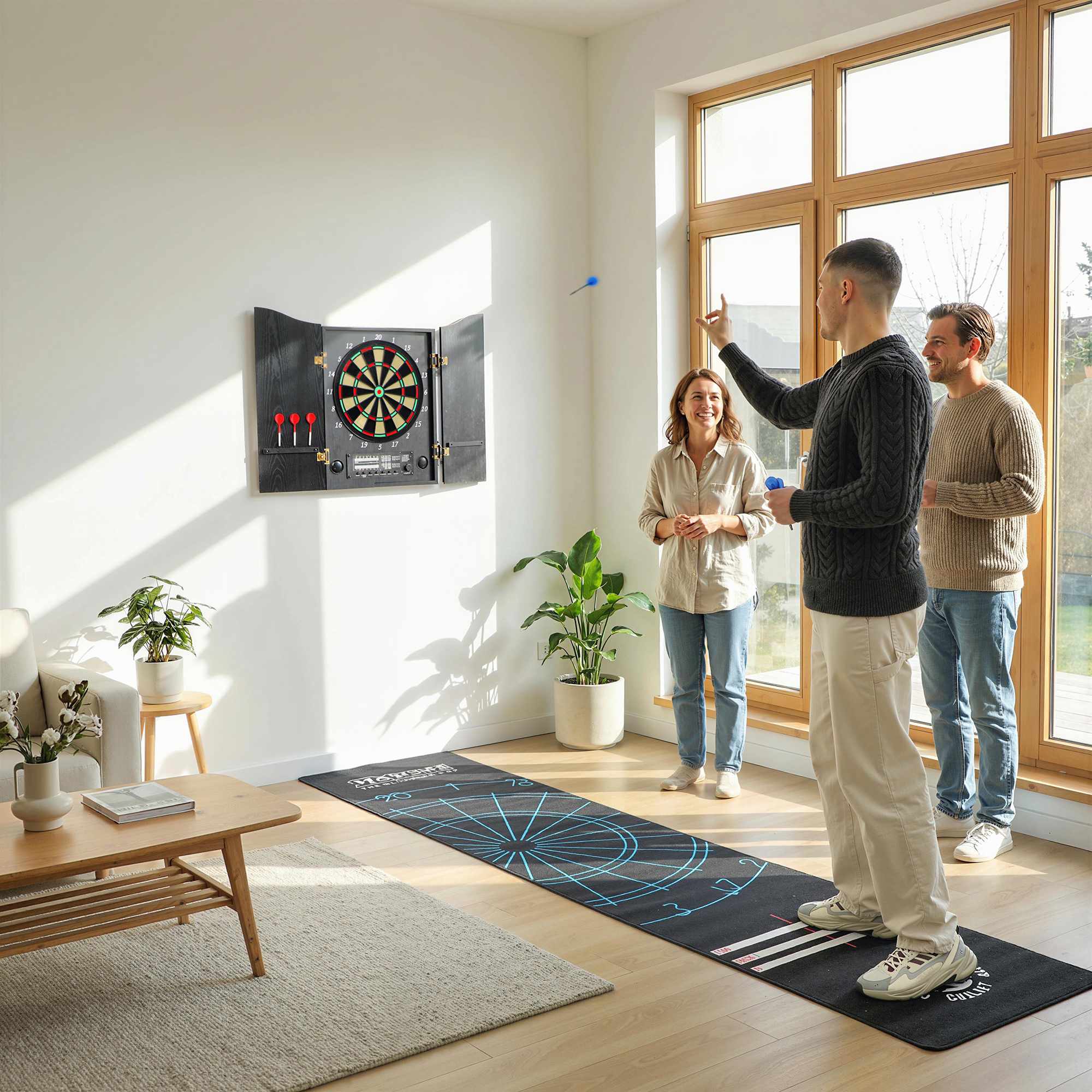 Elektronisk darttavla med skåp, 25 spel, LED-display
